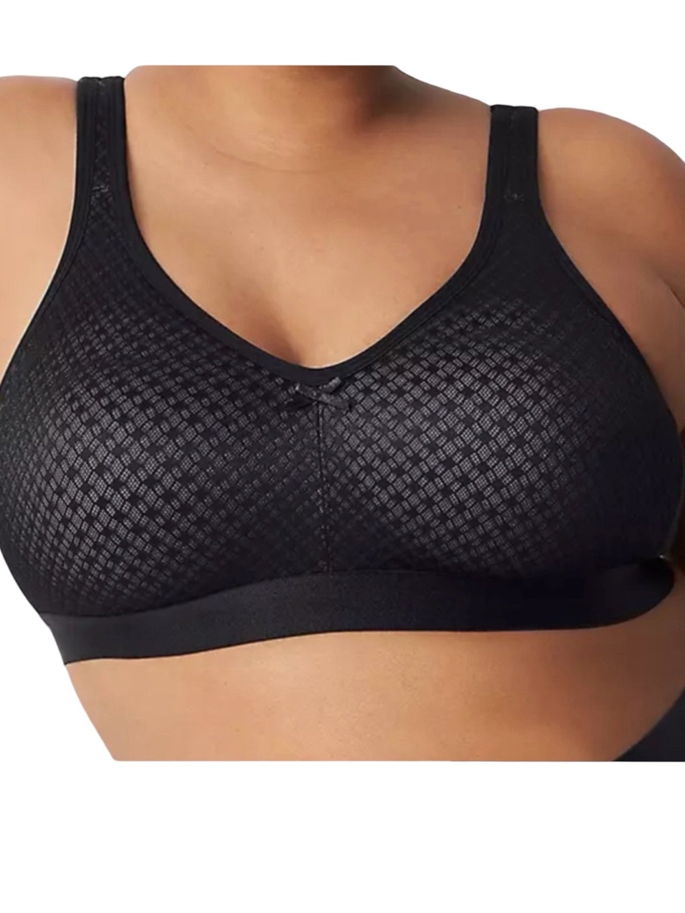 Cacique Unlined Full Coverage Wireless Black Geo Lace No Wire Bra Size 52D